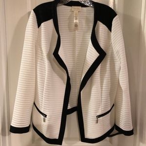 Chico's White with Black Trim Jacket - Size L